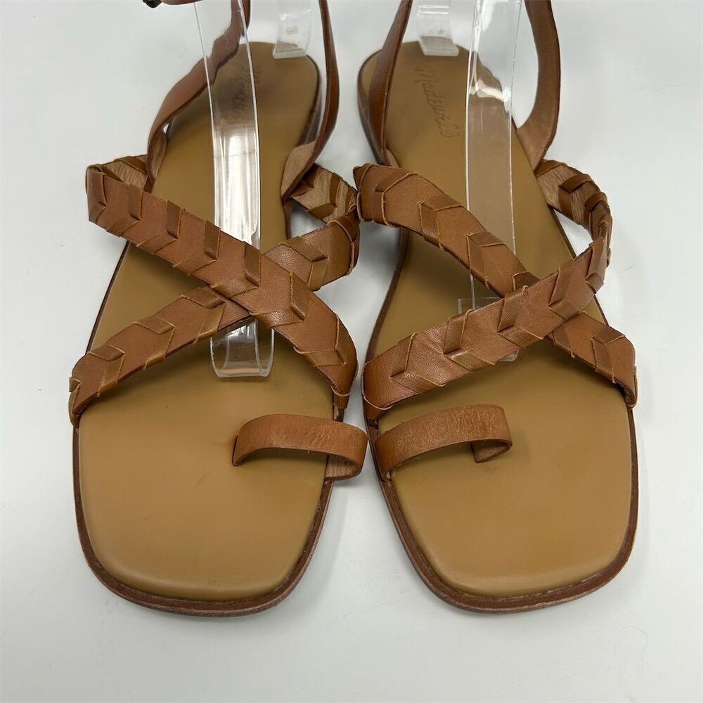 Madewell Cassia Whipstitch Sandals English Saddle Brown Size 10 Summer Casual - Picture 5 of 12
